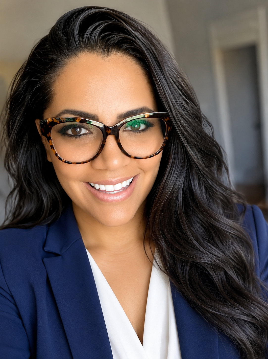 Magdalena Smart, licensed bilingual independent Medicare agent and founder of Smart Seniors Benefits, smiling in professional attire.